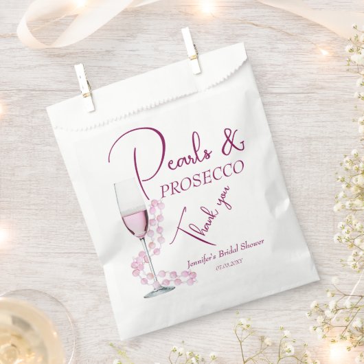 Pearls & Prosecco Brautparty Gastgeschenk Hochzeit Geschenktütchen (Ausgeschnitten)