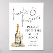 Pearls Prosecco Brautparty Guest Book Sign Poster (Vorne)