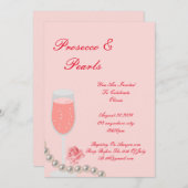 PEARLS & PROSECCO BRAUTPARTY PINK EINLADUNG (Vorne/Hinten)
