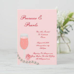 PEARLS & PROSECCO BRAUTPARTY PINK EINLADUNG
