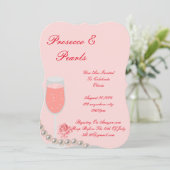 PEARLS & PROSECCO BRAUTPARTY PINK EINLADUNG (Stehend Vorderseite)