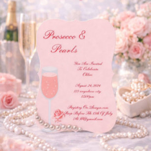 PEARLS & PROSECCO BRAUTPARTY PINK EINLADUNG