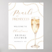 Pearls Prosecco Brautparty-Poster-Schild Digital Poster (Vorne)