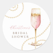 Pearls Prosecco Brautparty Runder Aufkleber (Vorderseite)