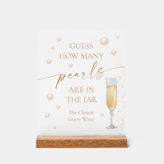 Pearls Prosecco Brautparty schätzt wie viele Perle Acrylschild (Vorderseite)