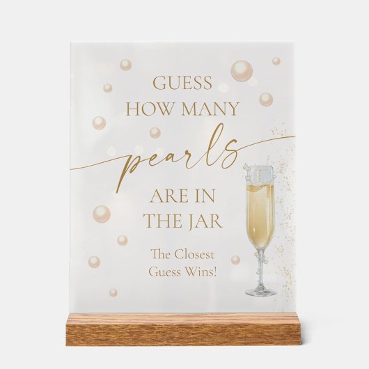 Pearls Prosecco Brautparty schätzt wie viele Perle Acrylschild