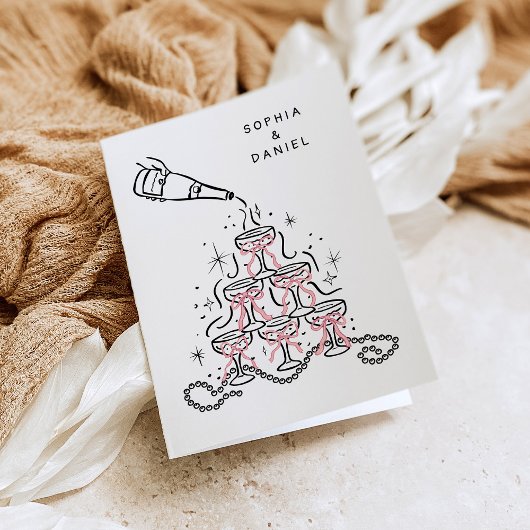 Pearls & Prosecco Brautparty Vielen Dank Dankeskarte