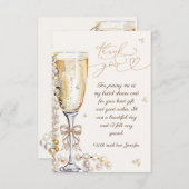Pearls & Prosecco Brautparty Vielen Dank Dankeskarte (Vorne/Hinten)