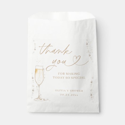 Pearls & Prosecco Brautparty Vielen Dank Geschenktütchen (Vorderseite)