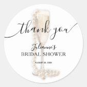 Pearls & Prosecco Brautparty Vielen Dank Runder Aufkleber (Vorderseite)