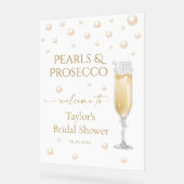 Pearls & Prosecco Brautparty Willkommen Acrylschild (Winkel)