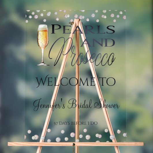 Pearls & Prosecco Brautparty Willkommen Acrylschild (Neutral)