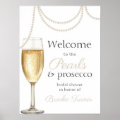 Pearls & Prosecco Brautparty Willkommen Poster (Vorne)