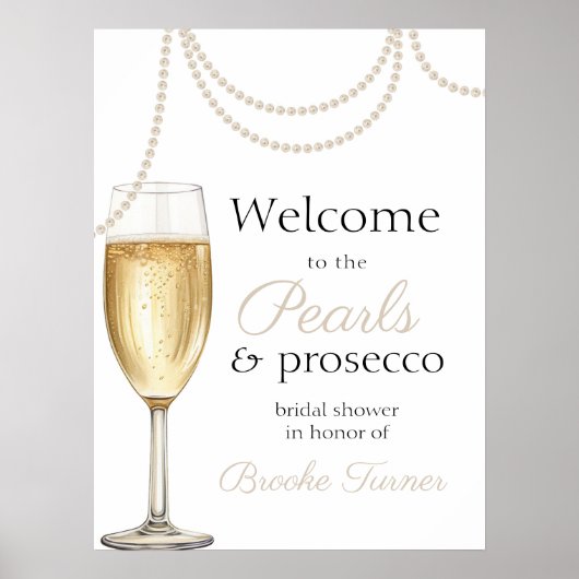 Pearls & Prosecco Brautparty Willkommen Poster (Vorne)