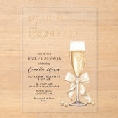 Pearls & Prosecco Bridal Shower Acryleinladungen (Vorderseite)