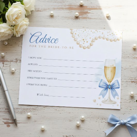 Pearls & Prosecco Bridal Shower Advice Card