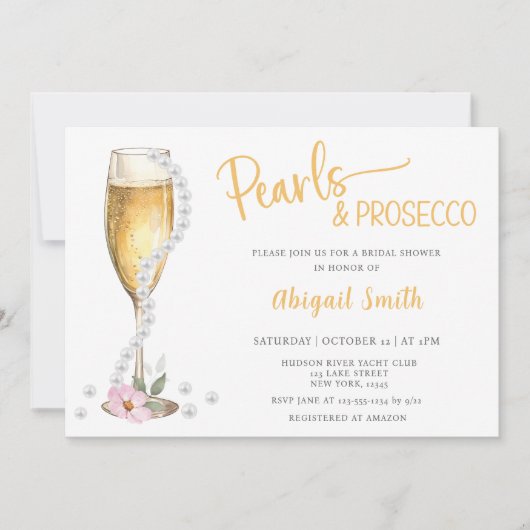 PEARLS & PROSECCO BRIDAL SHOWER Einladung (Vorderseite)
