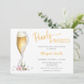 PEARLS & PROSECCO BRIDAL SHOWER Einladung (Stehend Vorderseite)