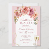 Pearls & Prosecco Bridal Shower Invitation Einladung (Vorderseite)