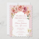 Pearls & Prosecco Bridal Shower Invitation Einladung (Vorderseite)