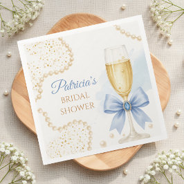Pearls & Prosecco Bridal Shower Paper Napkin Serviette