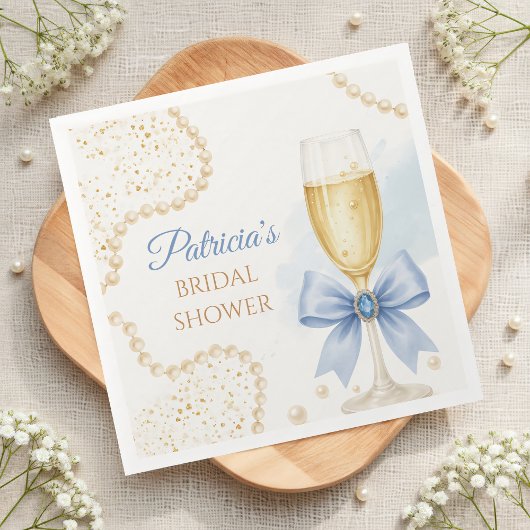 Pearls & Prosecco Bridal Shower Paper Napkin Serviette