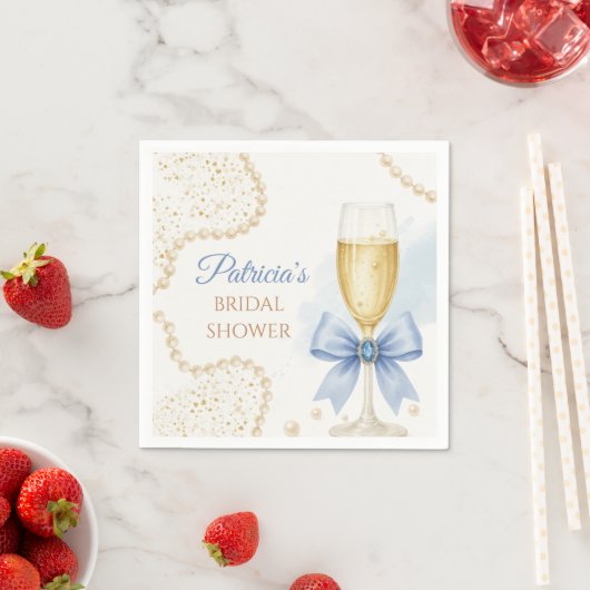 Pearls & Prosecco Bridal Shower Paper Napkin Serviette (Beispiel)