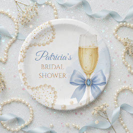 Pearls & Prosecco Bridal Shower Paper Plate Pappteller