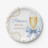 Pearls & Prosecco Bridal Shower Paper Plate Pappteller (Vorderseite)