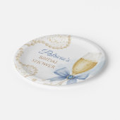 Pearls & Prosecco Bridal Shower Paper Plate Pappteller (Schrägansicht)