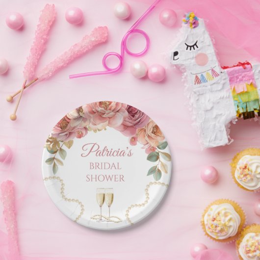 Pearls & Prosecco Bridal Shower Pappteller (Party)