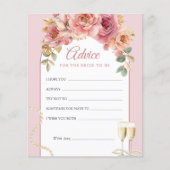 Pearls & Prosecco Bridal Shower Pink Advice Card (Vorderseite)