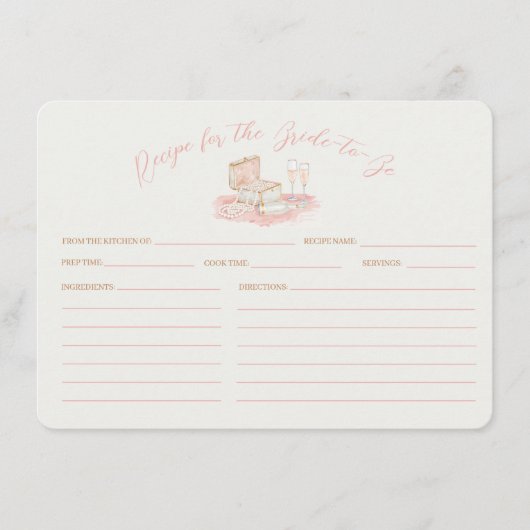 Pearls & Prosecco Bridal Shower Recipe Card Begleitkarte (Vorderseite)