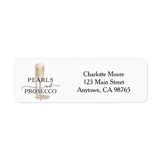 Pearls & Prosecco Bridal Shower Return Address (Vorne)