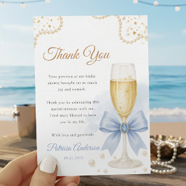 Pearls & Prosecco Bridal Shower Thank You Card Dankeskarte