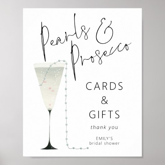 Pearls Prosecco Cards Brautparty Poster (Vorne)