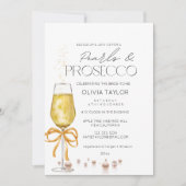 Pearls & Prosecco Champagne Bow Brautparty Einladung (Vorderseite)