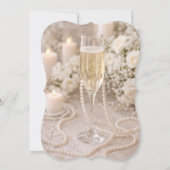 Pearls Prosecco Champagne elegant birthday  Einladung (Rückseite)