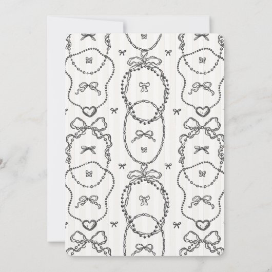 Pearls & Prosecco Coquette Bow Brautparty Invit (Rückseite)