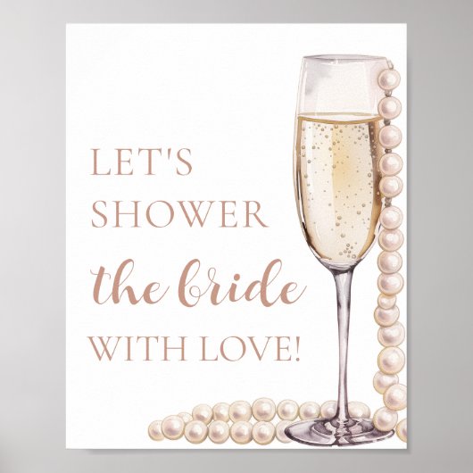 Pearls Prosecco Die Braut mit Liebe duschen Poster (Vorne)