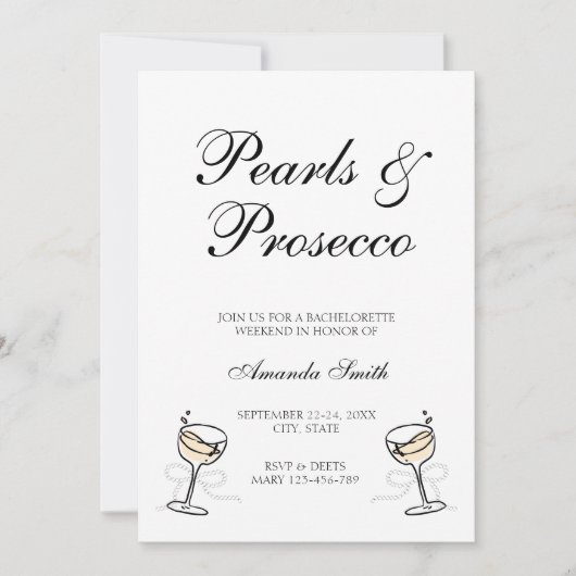 Pearls & Prosecco Einladung (Vorderseite)