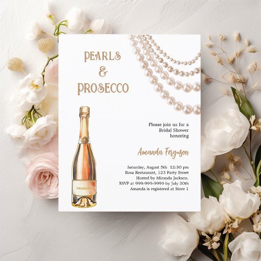 Pearls Prosecco elegante Bridal Dusche Einladung