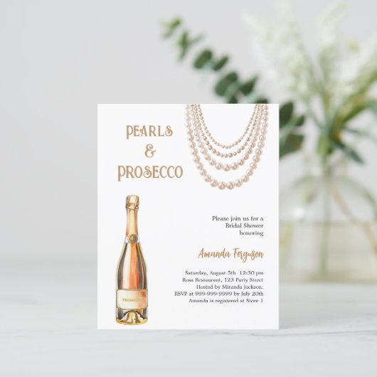 Pearls Prosecco elegantes Brautparty (Stehend Vorderseite)