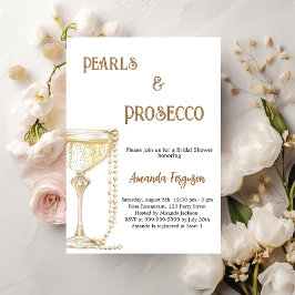 Pearls Prosecco elegantes Brautparty Einladung