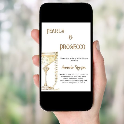 Pearls Prosecco elegantes Brautparty Einladung