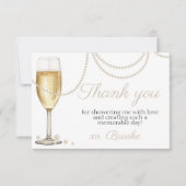 Pearls Prosecco elegantes Brautparty vielen Dank Dankeskarte (Vorderseite)
