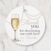Pearls Prosecco elegantes Brautparty vielen Dank Geschenkanhänger (Vorderseite)