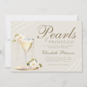 Pearls Prosecco Elegantes Chic Brunch Brautparty Einladung (Vorderseite)