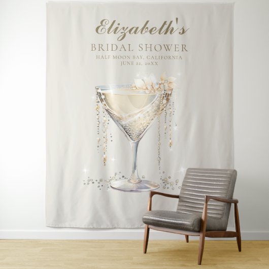 Pearls Prosecco Elfenbein Gold Brautparty Hintergr Wandteppich (Beispiel)