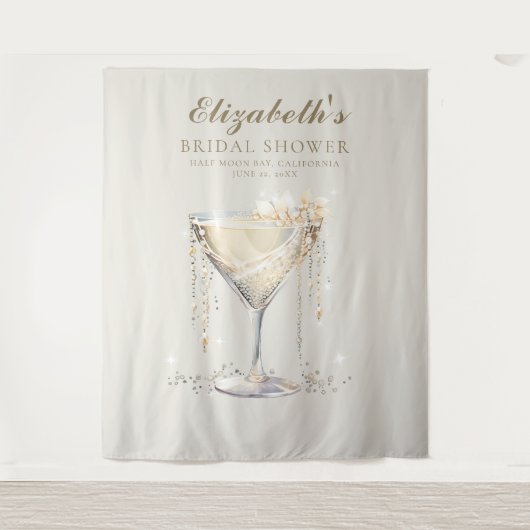 Pearls Prosecco Elfenbein Gold Brautparty Hintergr Wandteppich (Vorderseite)